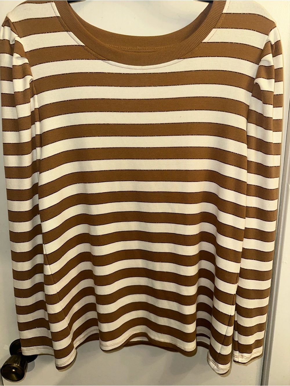 Maurices Brown and White Striped Long Sleeve Top